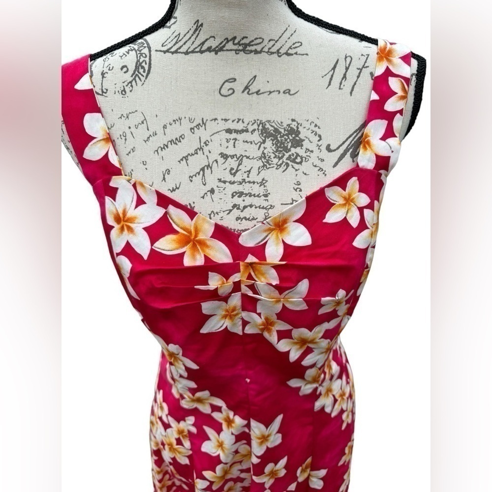 Royal Hawaiian Creations Plumeria Pink Cotton Hawaiian Mini Sundress Womens L - Picture 5 of 14